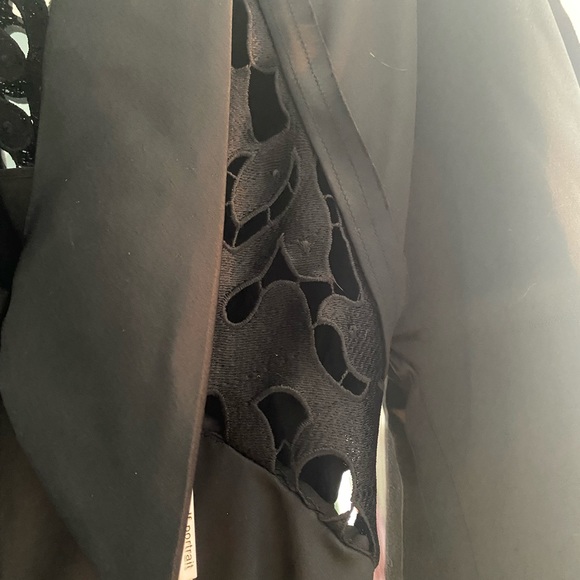 Rare NWT Self-Portrait long black satin and lace panel gown dress with sleeves - Picture 11 of 12